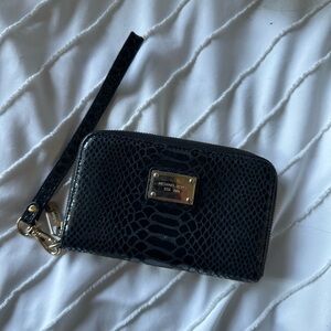 Michael Kors Black Embossed Wristlet
